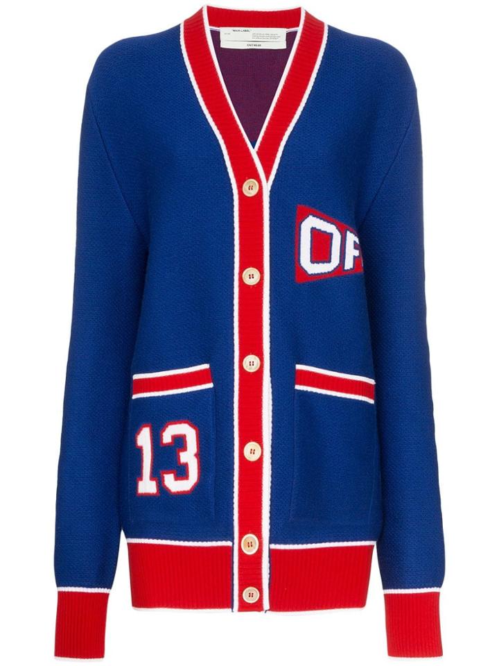Off-white Logo Back Knit Cardigan - Blue