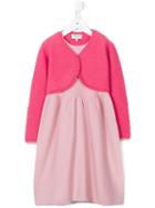Cashmirino - Attached Cardigan Knitted Dress - Kids - Cashmere - 3 Yrs, Pink/purple