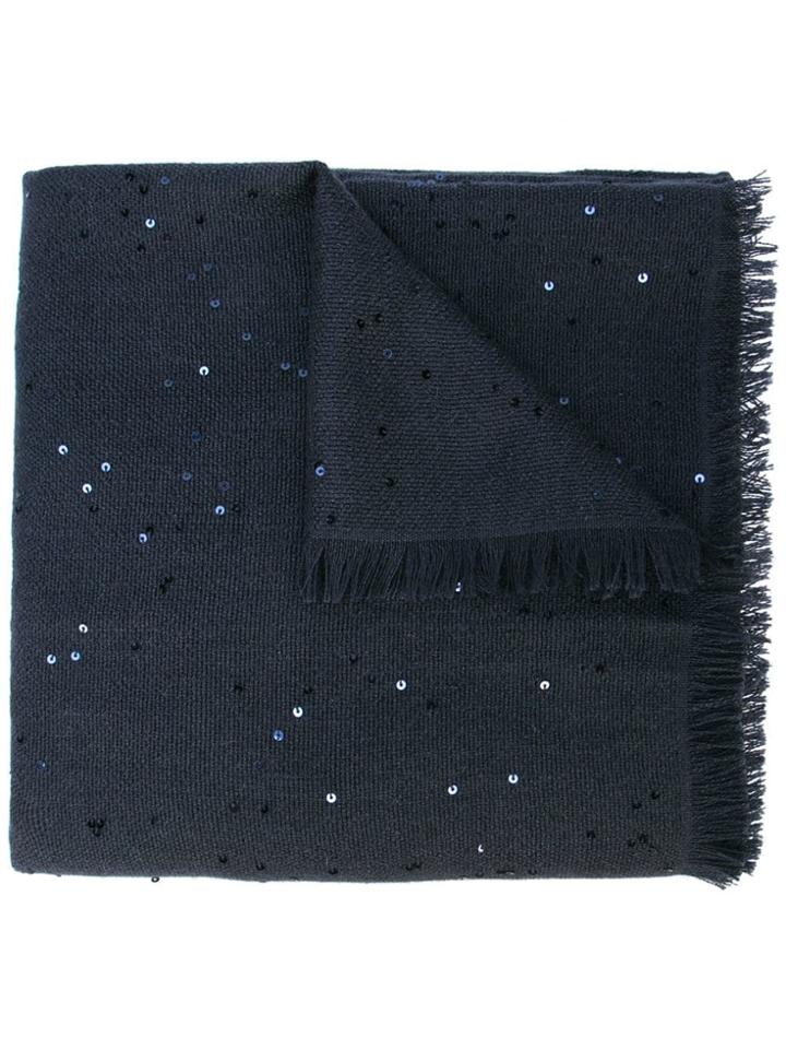 Brunello Cucinelli Sequin Embellished Scarf - Blue