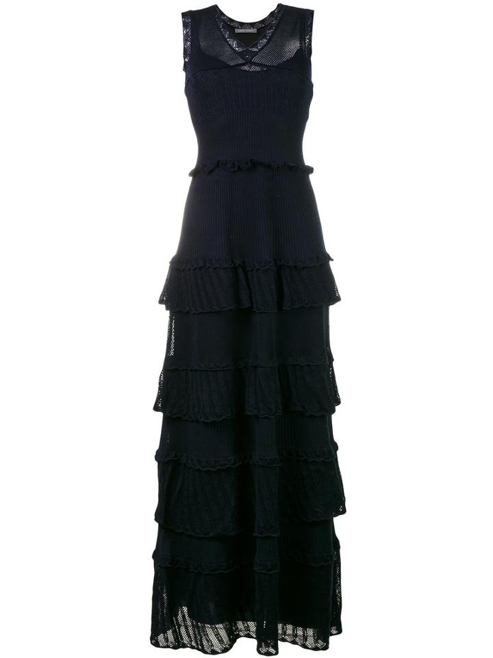 Alberta Ferretti Sleeveless Ruffled Dress, Women's, Size: 38, Blue, Acetate/polyester/cotton/other Fibers