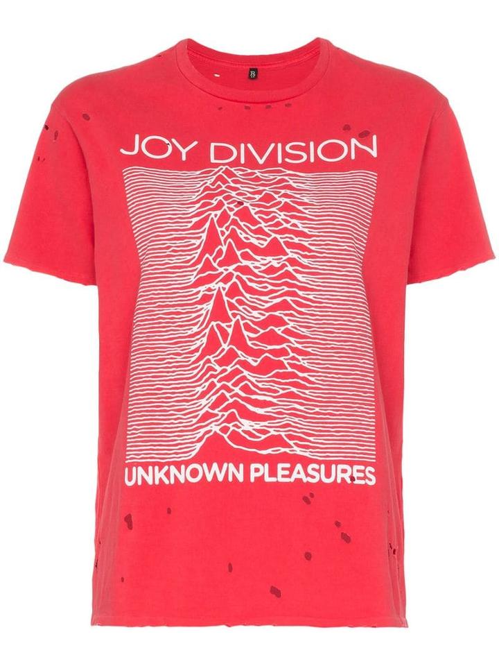 R13 Joy Division Distressed Cotton T-shirt - Red