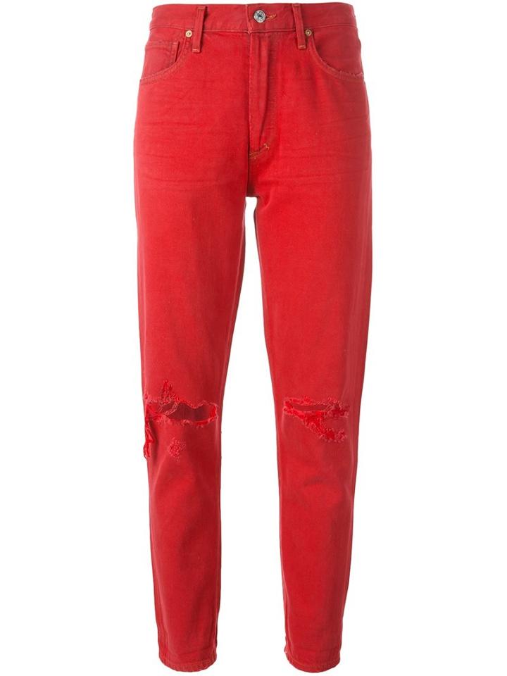 Citizens Of Humanity Boyfriend Jeans, Women's, Size: 28, Red, Cotton/rayon