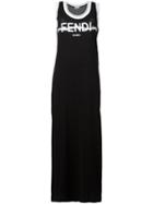 Fendi Logo Maxi Dress, Women's, Size: 40, Black, Cotton