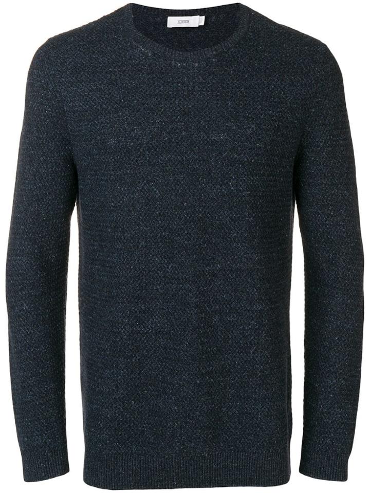 Closed Long-sleeve Fitted Sweater - Blue