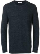 Closed Long-sleeve Fitted Sweater - Blue