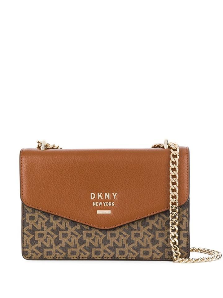 Dkny Repeat Logo Shoulder Bag - Brown