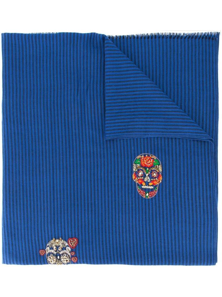Janavi Skull Detail Scarf - Blue