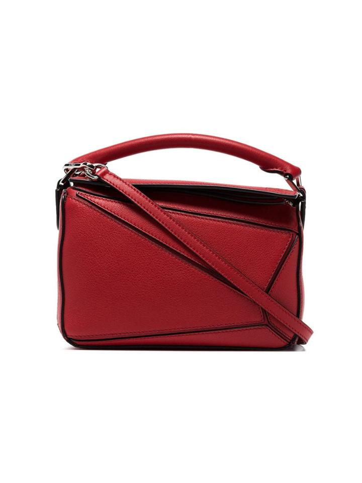 Loewe Red Puzzle Mini Leather Shoulder Bag