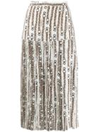 Salvatore Ferragamo Pleated Midi Skirt - White