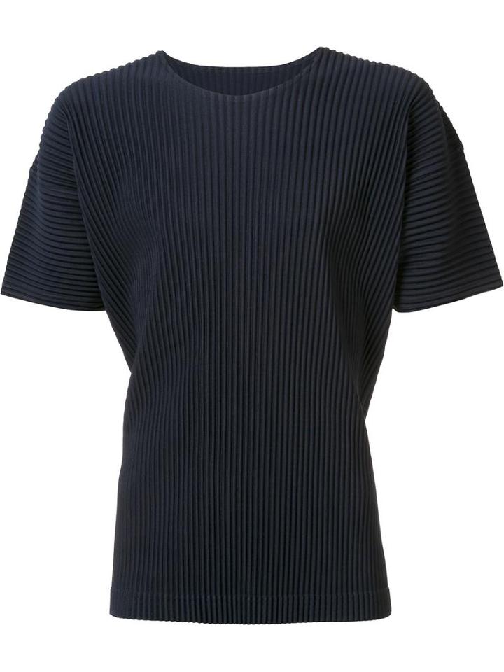 Homme Plissé Issey Miyake Basic Ribbed T-shirt, Men's, Size: 4, Black, Polyester