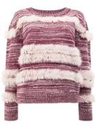 Maison Ullens Striped Chunky Jumper - Red