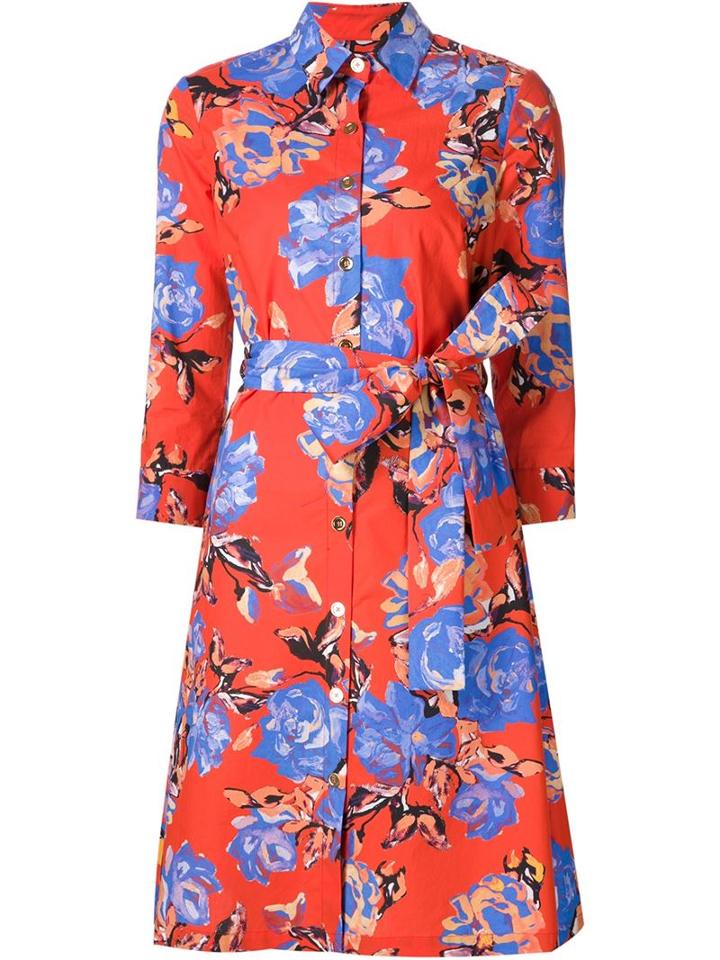 Monique Lhuillier Floral Print Shirt Dress