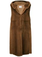 Sleeveless Hooded Fur Jacket - Women - Mink Fur/wool - 44, Brown, Mink Fur/wool, Manzoni 24