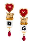 Dolce & Gabbana Sacred Heart Crown Logo Earrings - Multicolour