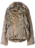 Circus Hotel Furry Detail Jacket - Brown