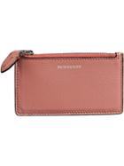 Burberry Two-tone Leather Zip Card Case - Pink & Purple