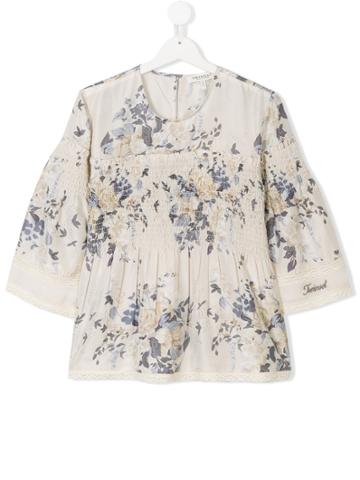 Twin-set Kids Floral Print Blouse - Nude & Neutrals