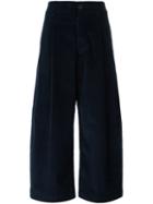Studio Nicholson Wide Leg Cropped Trousers, Women's, Size: 3, Blue, Cotton/spandex/elastane