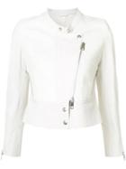 Sylvie Schimmel Collarless Biker Jacket, Women's, Size: 36, White, Lamb Skin/python Skin