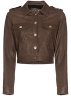 Skiim Crop Leather Jacket - Brown