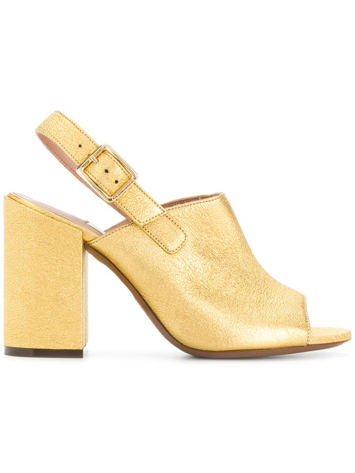 L'autre Chose Open Toe Mules - Yellow & Orange