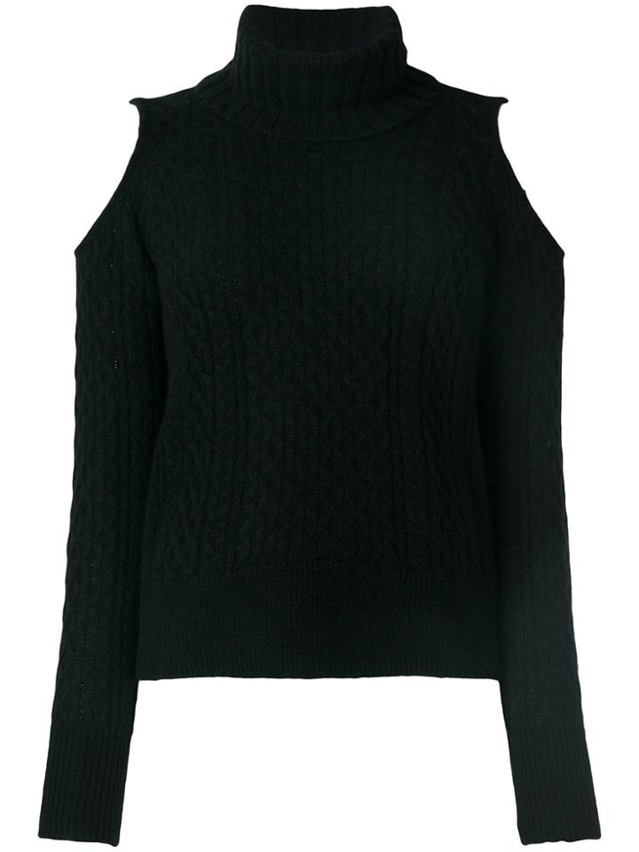 Theory Cold Shoulder Turtleneck Sweater - Black