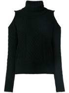 Theory Cold Shoulder Turtleneck Sweater - Black