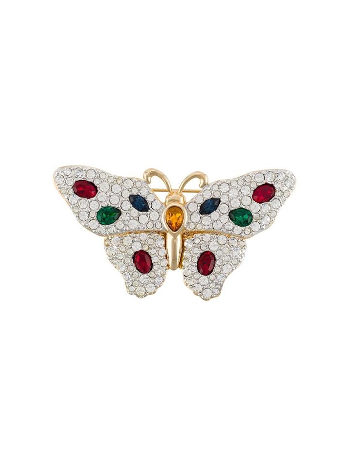 Susan Caplan Vintage 1990s Embellished Butterfly Brooch - Gold