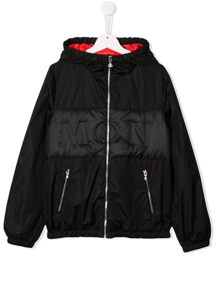 Moncler Kids Logo Hooded Jacket - Black