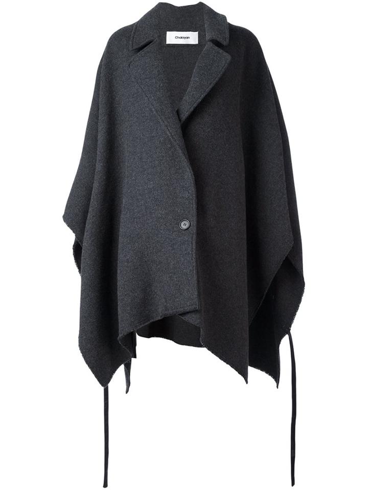 Chalayan Oversized Poncho, Women's, Grey, Lamb Skin/polyamide/virgin Wool