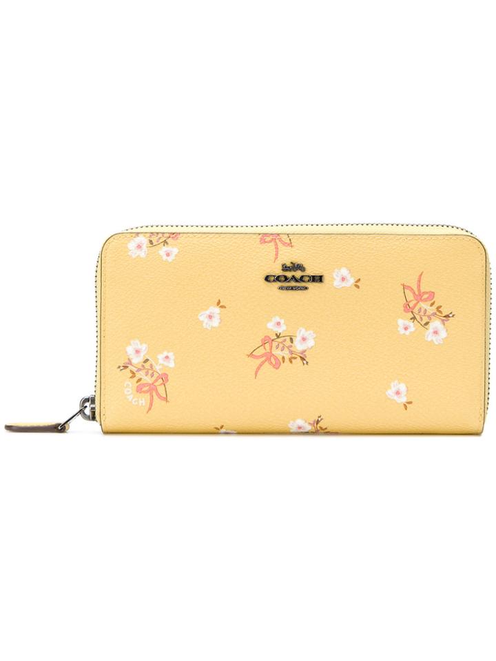 Coach Floral Accordion Zip Wallet - Yellow & Orange