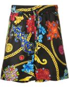 Versace Baroque And Floral Print Shorts - Black