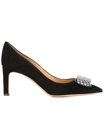 Salvatore Ferragamo Appliqué Pumps, Women's, Size: 10, Black, Kid Leather/leather