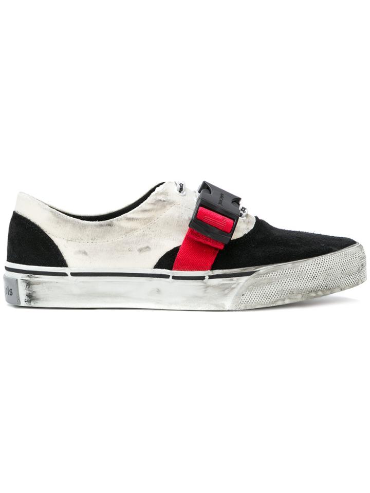 Palm Angels Strap Detail Distressed Sneakers - Black