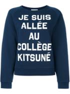 Maison Kitsuné Logo Print Sweatshirt, Women's, Size: Xl, Blue, Cotton