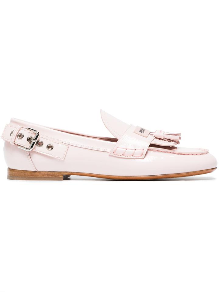 Miu Miu Pink Patent Leather Brogues With Tassels - Pink & Purple