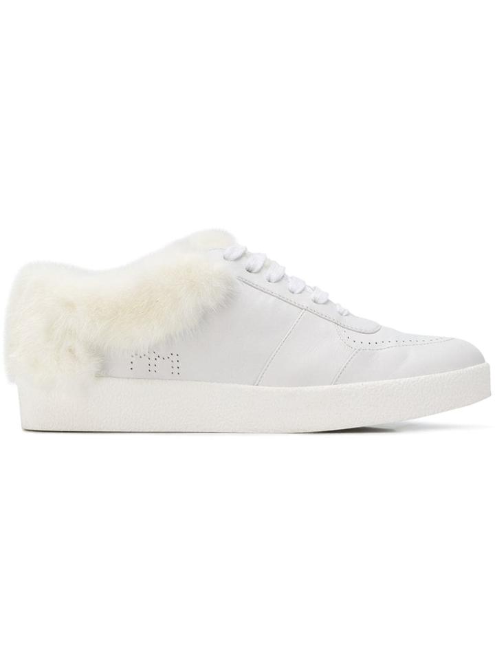 Mr & Mrs Italy Furry Detail Low Top Sneakers - White
