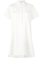 T By Alexander Wang Short Sleeve Shirt Dress, Women's, Size: 2, White, Cotton/spandex/elastane