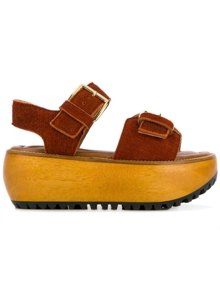Marni Buckled Front Sandals - Brown