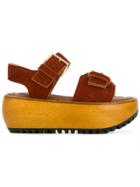 Marni Buckled Front Sandals - Brown