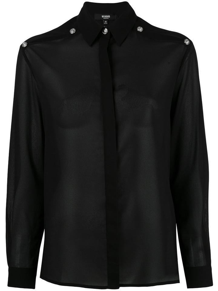 Versus Slit Shoulder Shirt, Women's, Size: 46, Black, Polyester