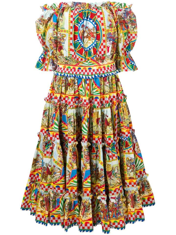 Dolce & Gabbana Sicilian Carretto Print Dress - Yellow