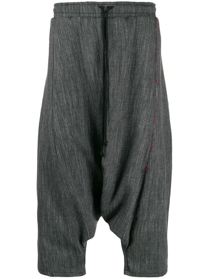 Alchemy Stitch-detail Drop-crotch Trousers - Grey