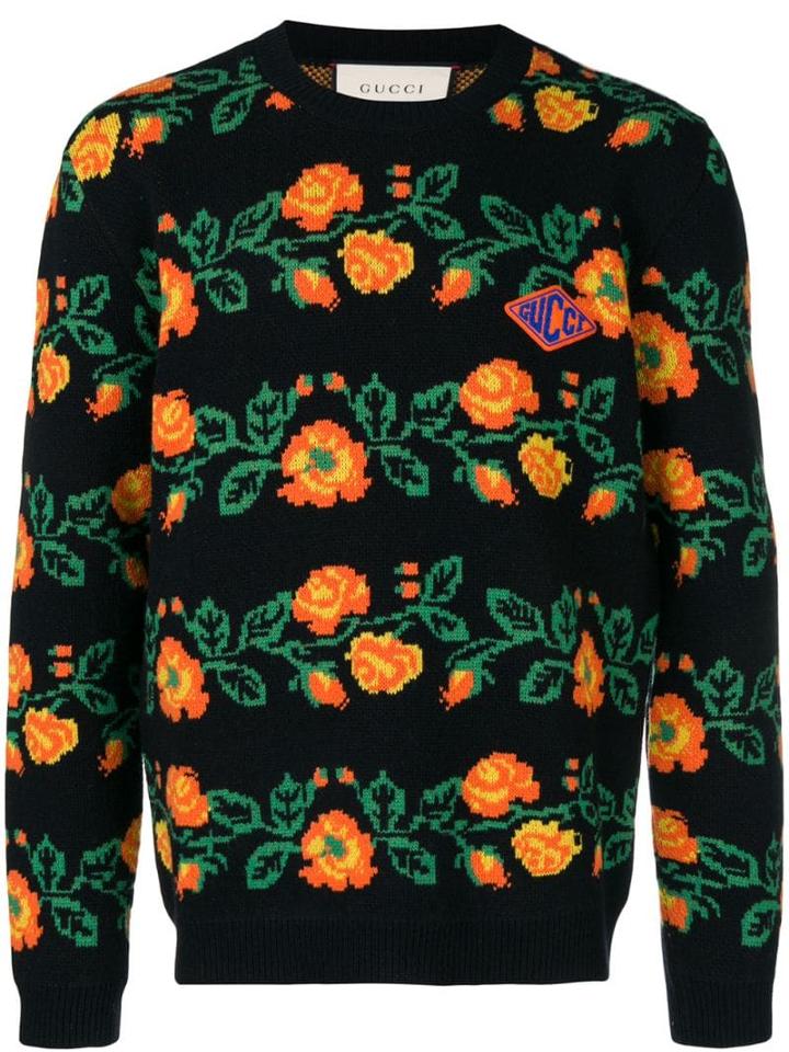 Gucci Floral Jacquard Sweater - Black