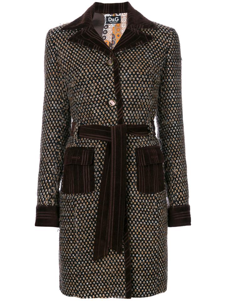 Dolce & Gabbana Vintage Tie Coat - Brown