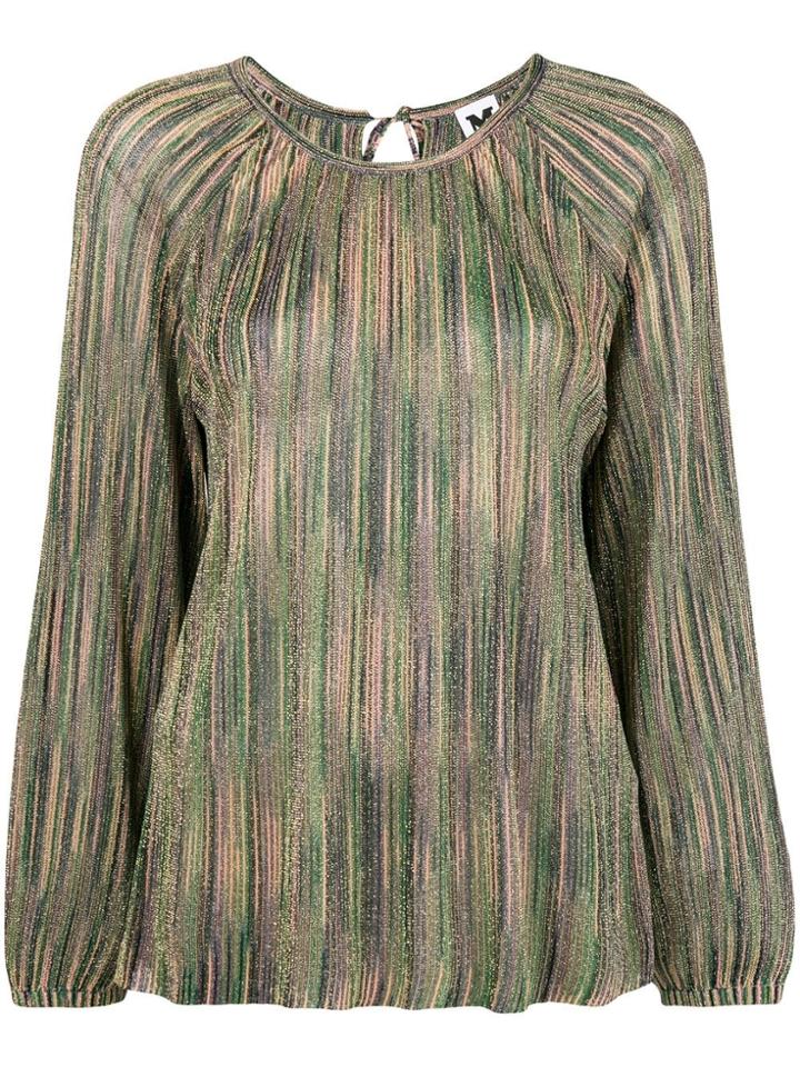 M Missoni Gathered Bell Sleeve Raglan Blouse - Green