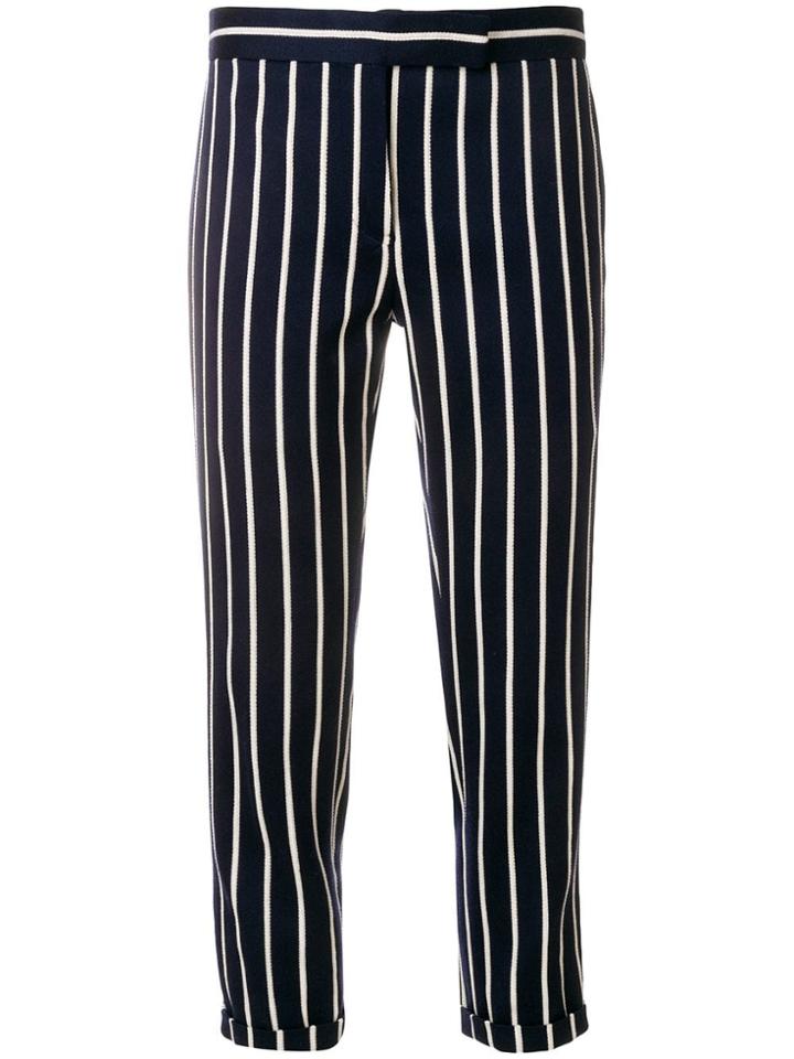 Thom Browne Chenille Banker Stripe Lowrise Skinny Trouser - Blue