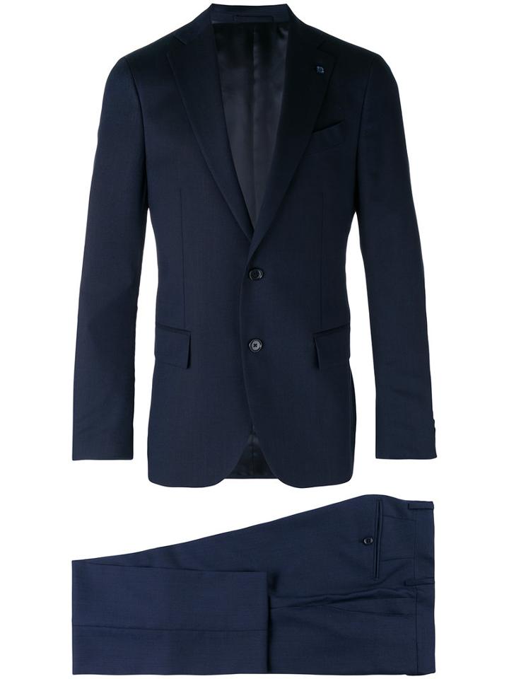 Lardini Notched Lapel Suit, Men's, Size: 54, Blue, Wool/viscose/cupro