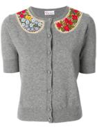 Red Valentino Embroidered Collar Cardigan - Grey