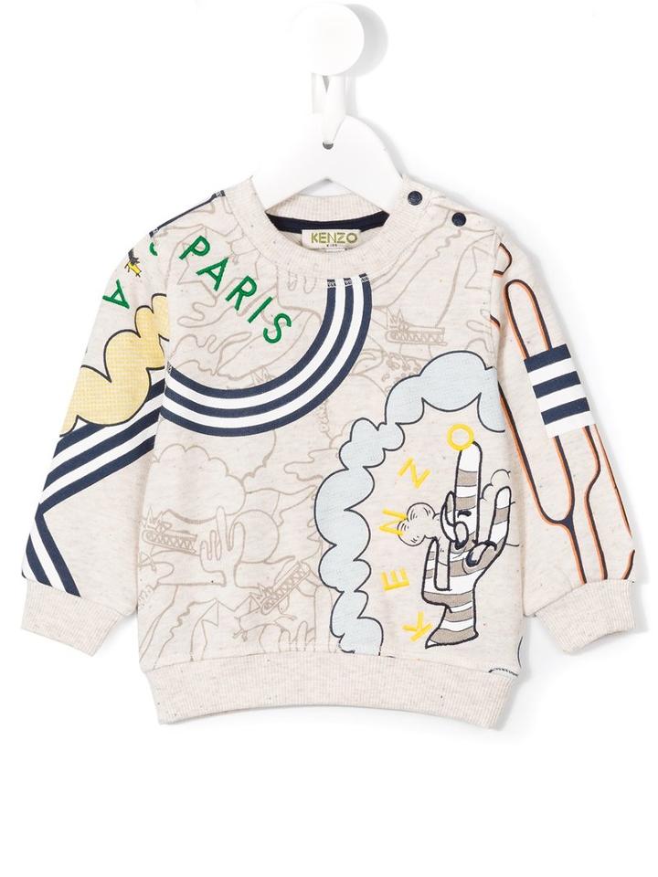Kenzo Kids - Logo Print Sweatshirt - Kids - Cotton/polyester - 9 Mth, Nude/neutrals